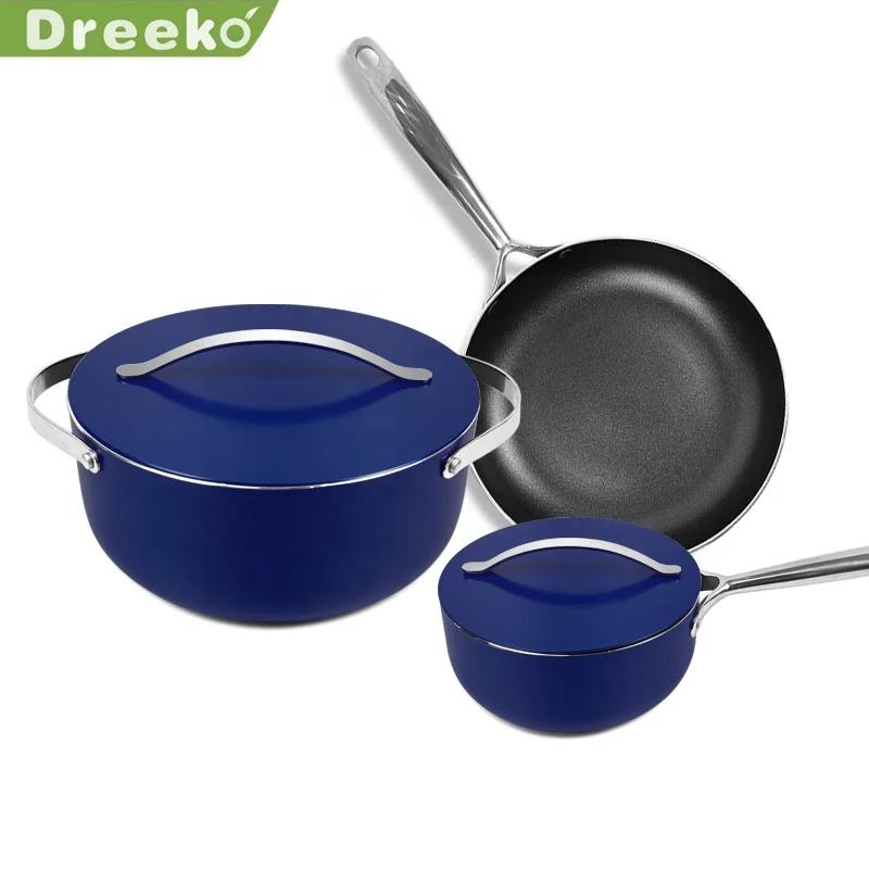 New design hot selling caraway cookware with stainless steel handle