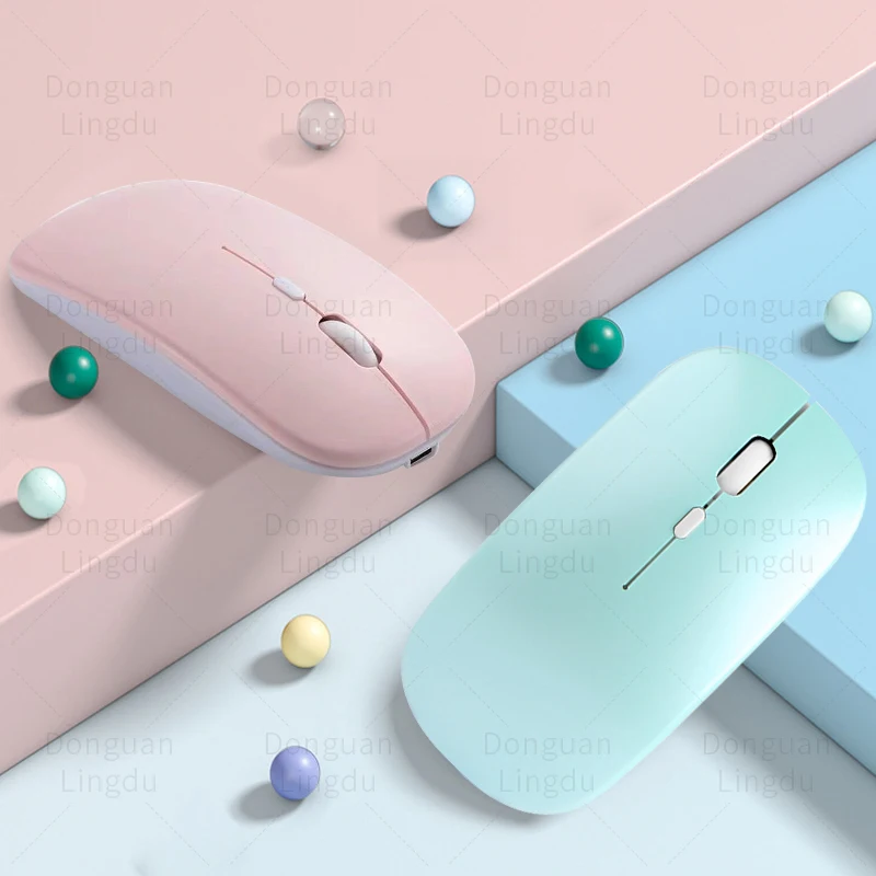 Macaron color wireless mobile phone tablet three-mode BT3.0 mouse 2.4G charging color neutral BT5.0 Ultra-thin and quiet