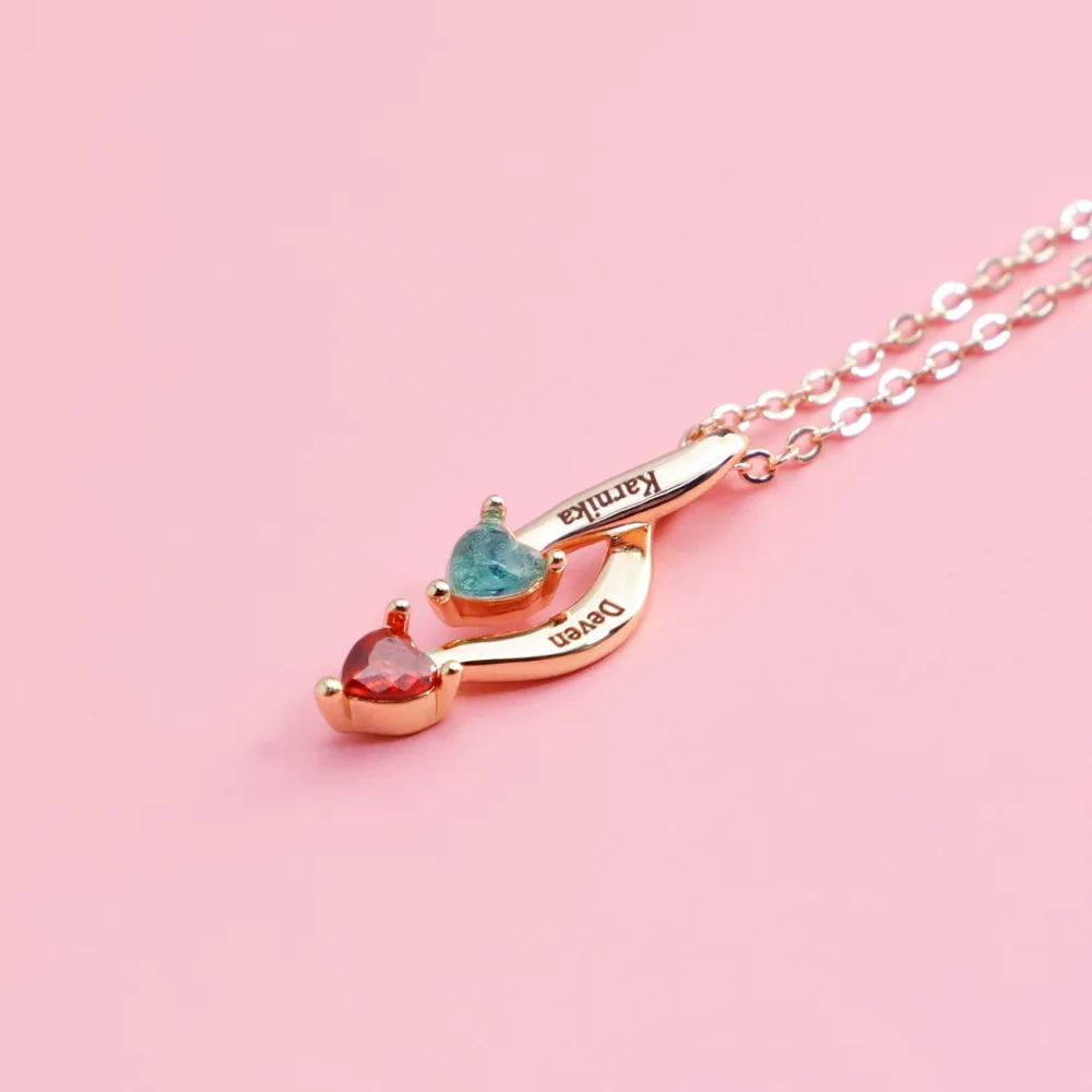 Customized Fashion Jewelry Necklaces with 9*25MM Birthstone Twisted 8-Shape Collarbone Chain for Couples