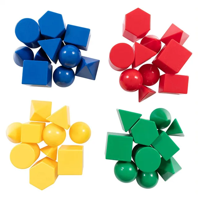 3D geometric solids set math early education sorting games toys Eco-friendly plastic