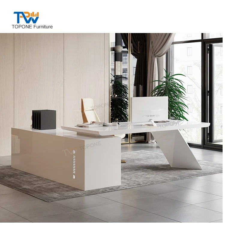 High quality new design unique small size white lacquer staff computer office desk