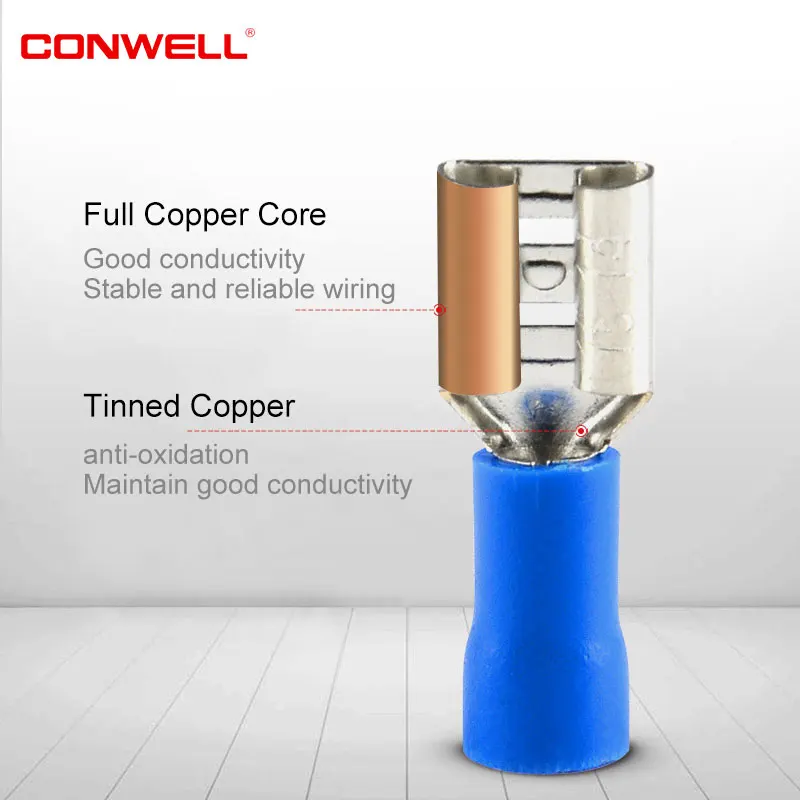 
MDD1.25-100 Electrical Terminals Copper Terminal MDD Nylon Brass Insulated Male Spade Crimping Terminal 