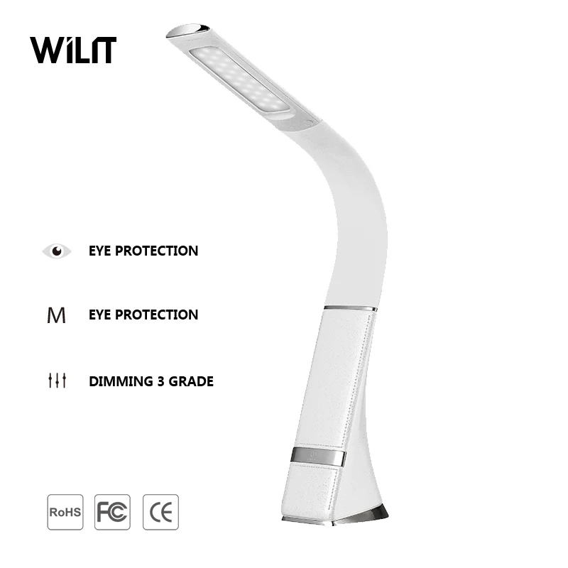 Modern Stylish Flexible Goose-Neck Arm Imitation Leather LED Table Lamp Build-in Lithium Battery Rechargeable Reading Lamp