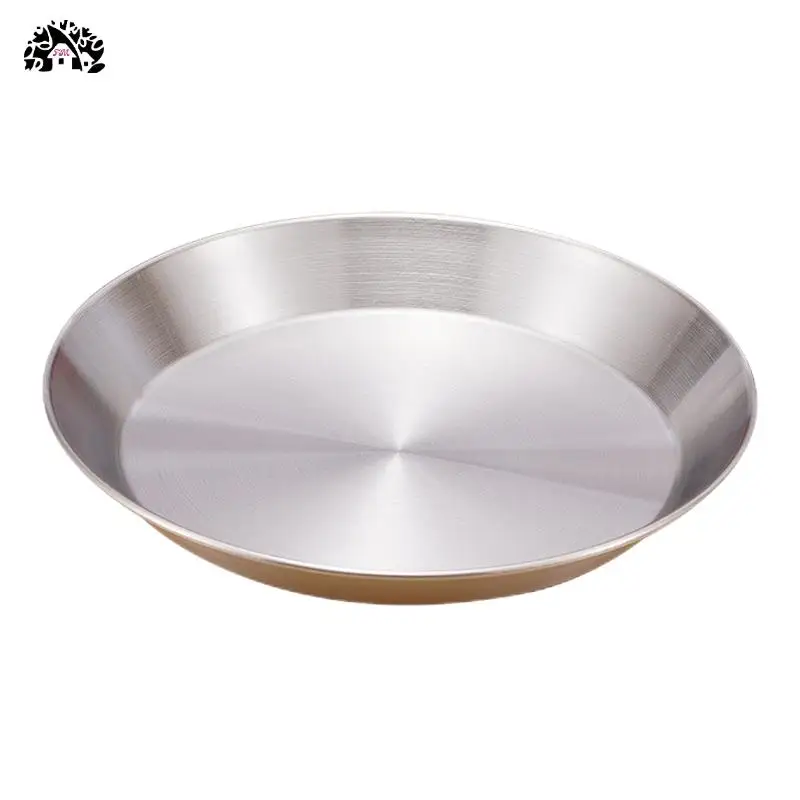 barbecue plate Plates Dinnerware Golden Serving Sauce Dish Plate with Dip Round Metal Stainless Steel 304 Customized Pattern