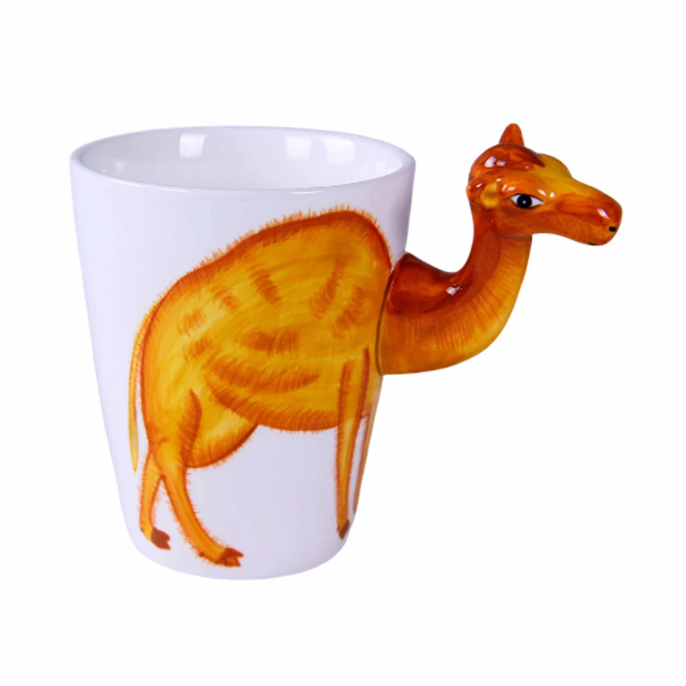 New Cute design lovely camel pattern design 3D animal ceramic porcelain coffee water milk cup no handle