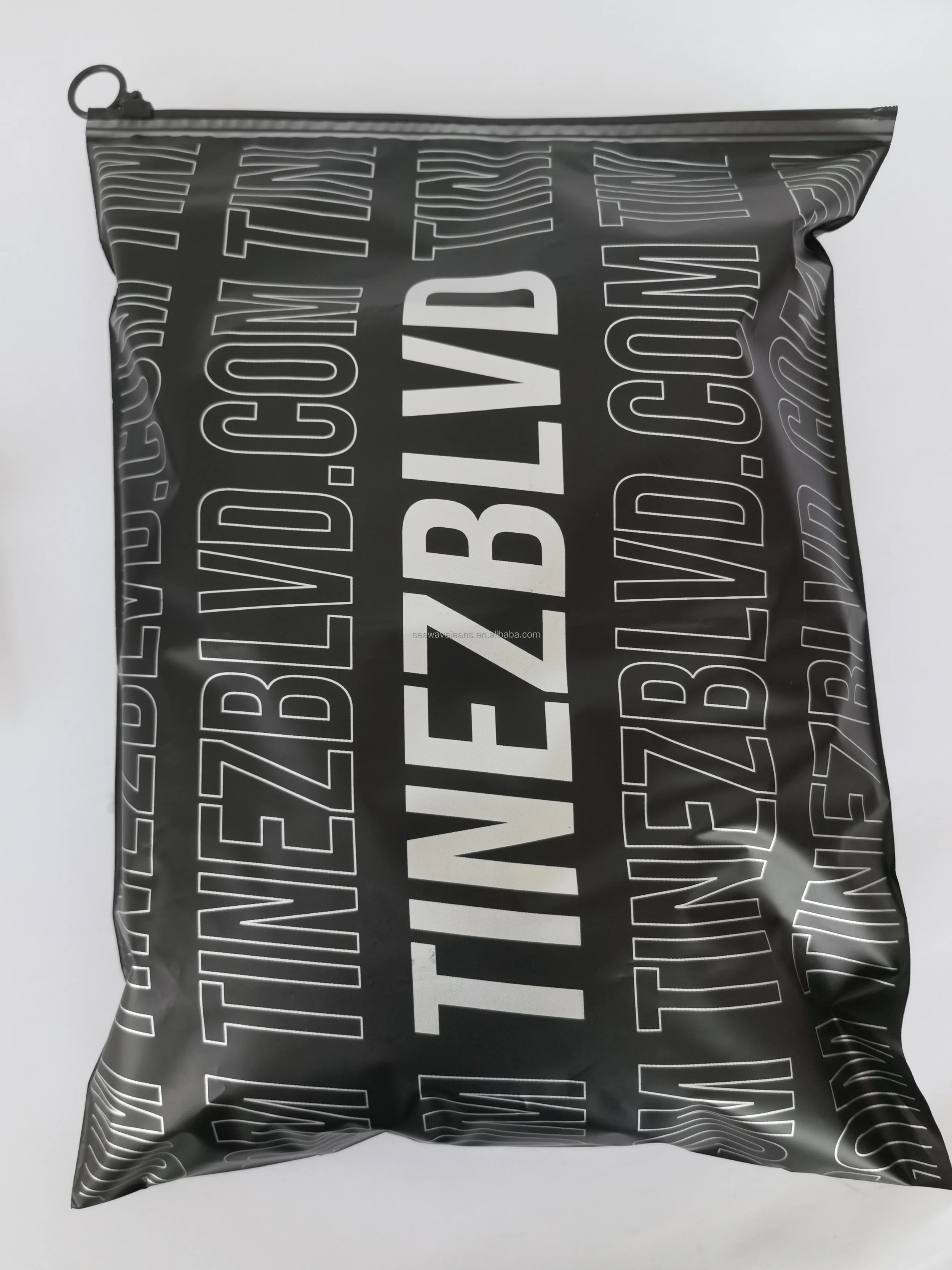 Custom black zipper bag Eva plastic baby clothing packaging bag with logo