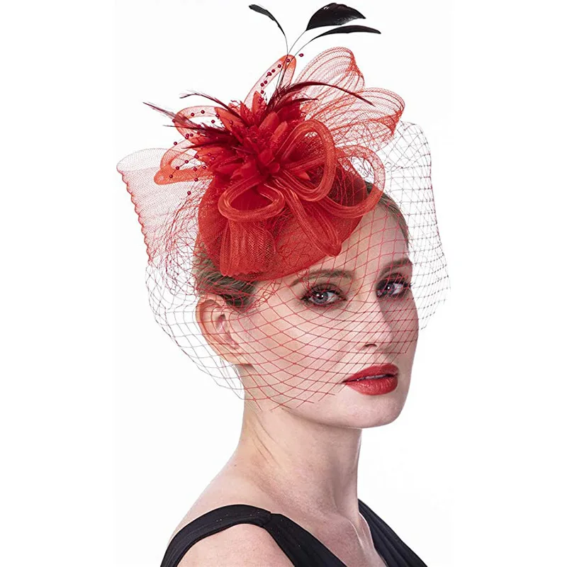 Женская Элегантная черная сетчатая платье Kentucky для Дерби маленькая мини-шляпа Sinamay свадебной вечеринки