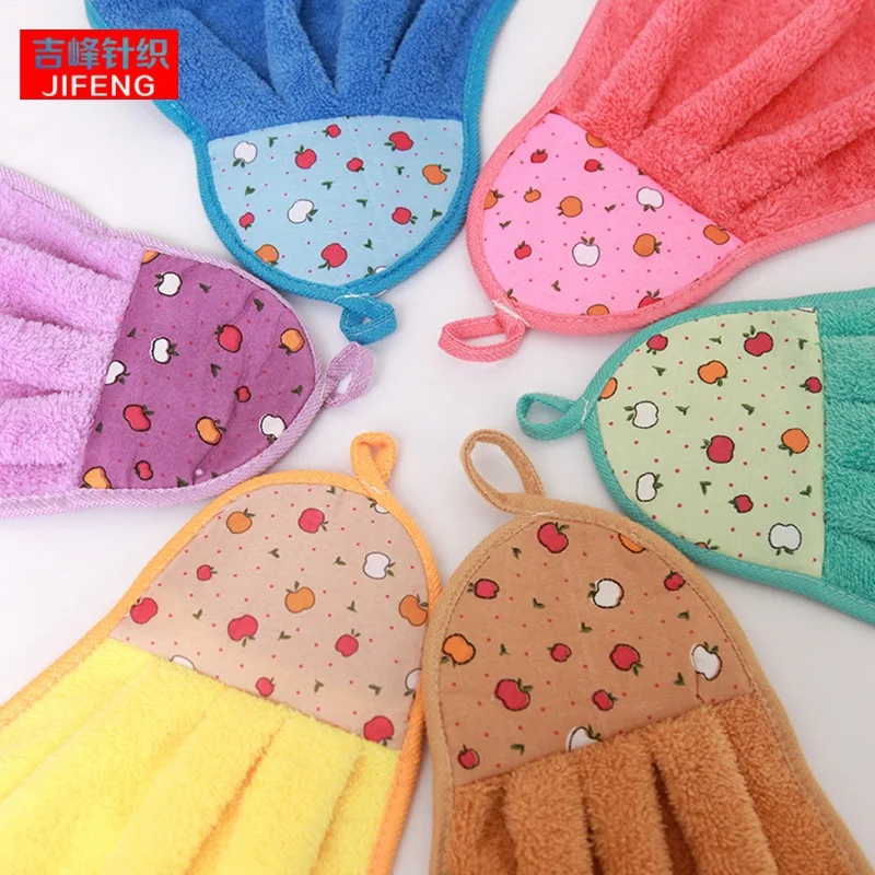 Утолщенное подвесное кухонное полотенце из кораллового флиса мультяшное для