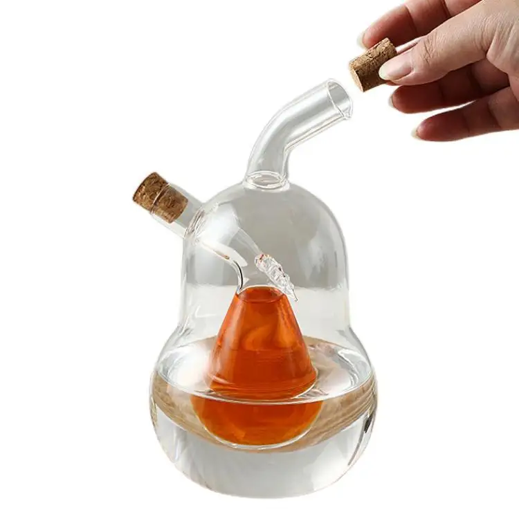 High Borosilicate Glass 2 in 1 Kitchen Seasoning Bottle Soy Sauce Vinegar Dual-Purpose Seasoning Bottle Gravy Boat