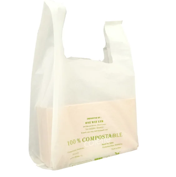 
Corn Starch Based Plastic Tshirt Bag Custom Biodegradable Bags 