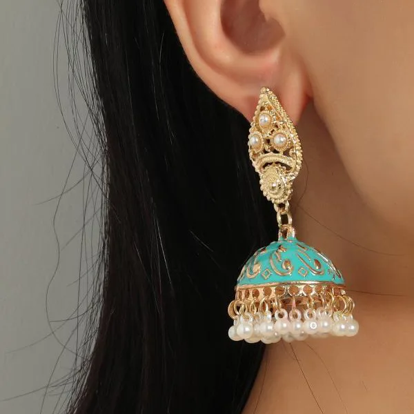Jhumka Earrings,Earrings Indian Style Jhumka Hanging Traditional Jewelry For Women Big Jhumka Earrings