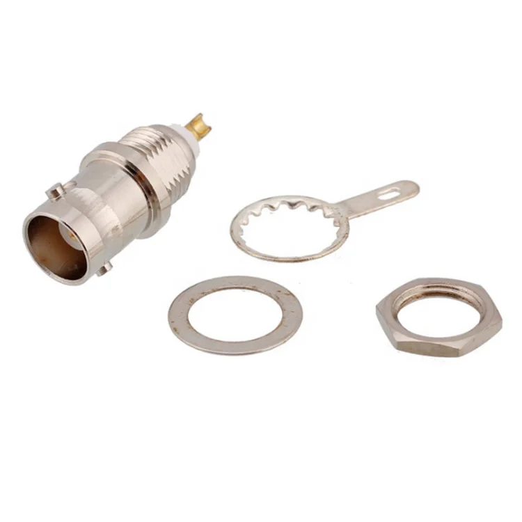 High quality full brass RF Coaxial BNC female connector with washer and nut