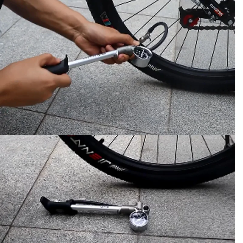 120 PSI GIYO Bike Air Pump with Pressure Gauge Mini Portable Bicycle Tire Pump fits Presta Schrader Dunlop Valve MTB Bike Pump