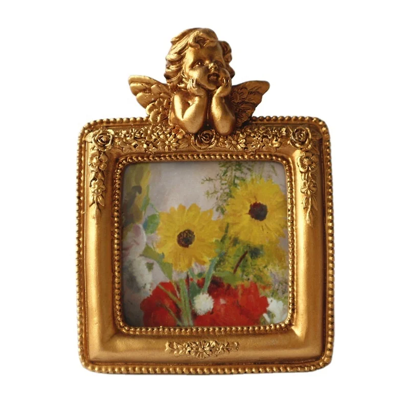 Handmade Retro Angel Resin Picture Frame Small DIY Home Decoration Sculpture Pattern Garden Wholesale Photo Frame Shooting Props