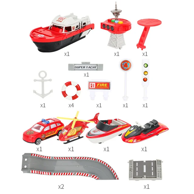 High Quality Model Simulation Control Alloy Car Fire Toy Boat Electric Toy Ship Toy For Kids