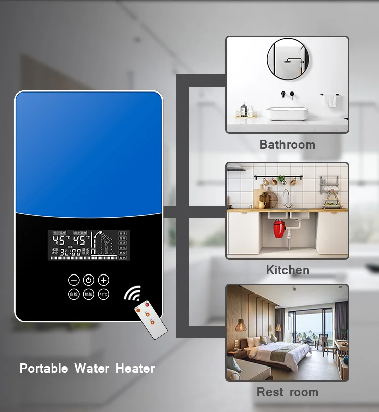 Home Appliances Low Power Wall Mounted Electric Portable Water Heater Bathroom Stainless Steel Instant Electric Water Heater
