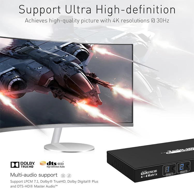 TESmart 30hz 4k 60fps Video 4*4 Tesmart 4x4 HDMI Matrix Switch With Rs232 Control HDCP