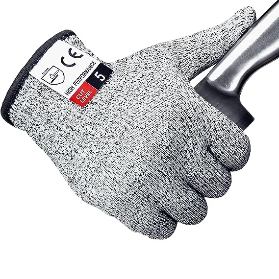 High Performance En388 Level 5 Cut Resistance Knit Wrist Gloves with Nylon Lining Hand Protection for Kitchen Use