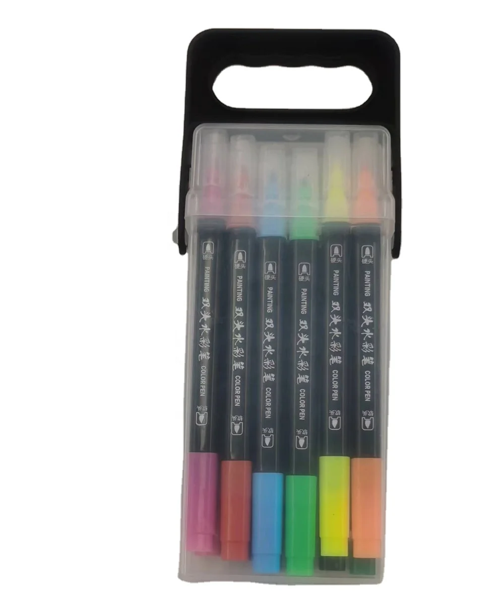 12 pcs colors non-toxic carry double ended highlighters  twin markers pen