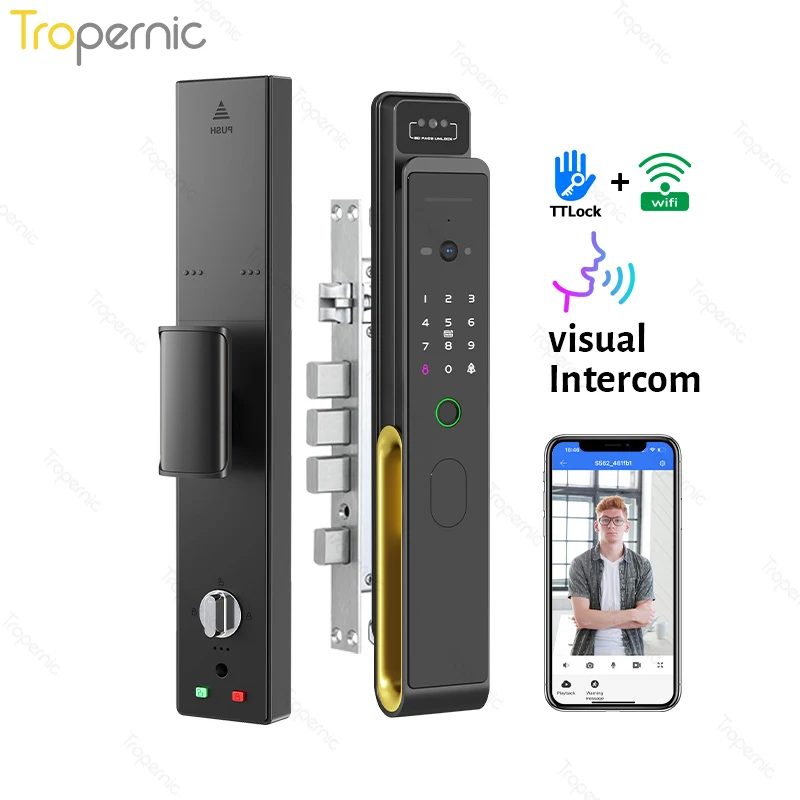 Tropernic New Technology Outdoor fingerprint electric automatic Gate Lock TTlock Wifi  ttlock app smart lock face recognize