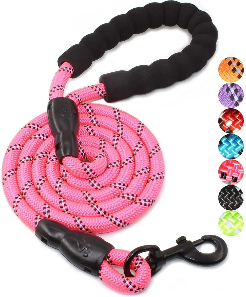 Upgrade Highly Reflective Threads Strong Durable Polyester Dog Leash with Comfortable Padded Handle for Medium Large