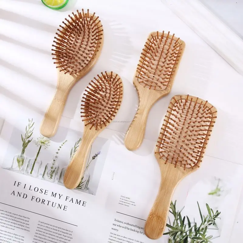 Bamboo Paddle Hairbrush For Kids Infused Oil Brush Packing Box Resin Back Cala Hair 100 Square Wet Handle Padle Brushes Plastic