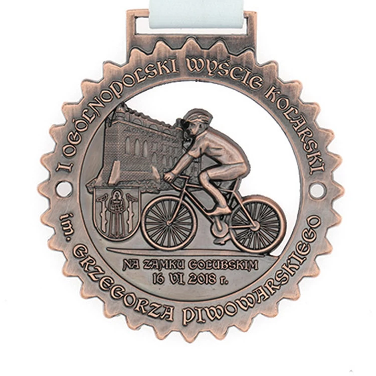 
Cycling Medal Gold Silver Bronze Color With Ribbon Bicycle Medal Custom Medals 