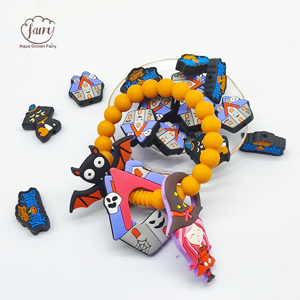 Custom Eco Friendly Wholesale BPA Free Silicone Baby Halloween Teething Teether Ring Bracelet Packaging Box