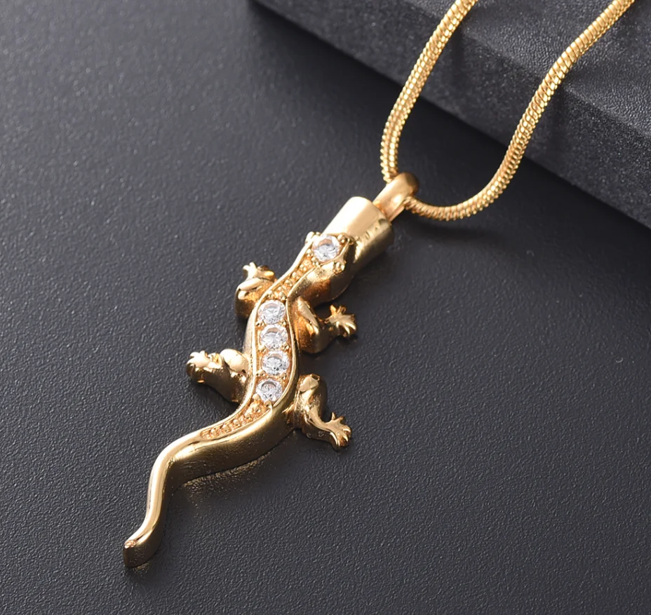 Lizard Cremation Jewelry that holds ashes - Loss Of Pet Stainless Steel Memorial Urn Necklace Holder Keepsake Pendant