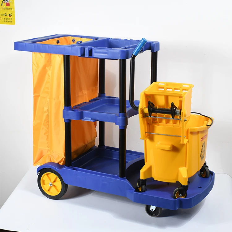 
Luxury Thickening Multipurpose Hotel Cleaning Janitorial Trolley With Housekeeping Maid Cart Trolley 