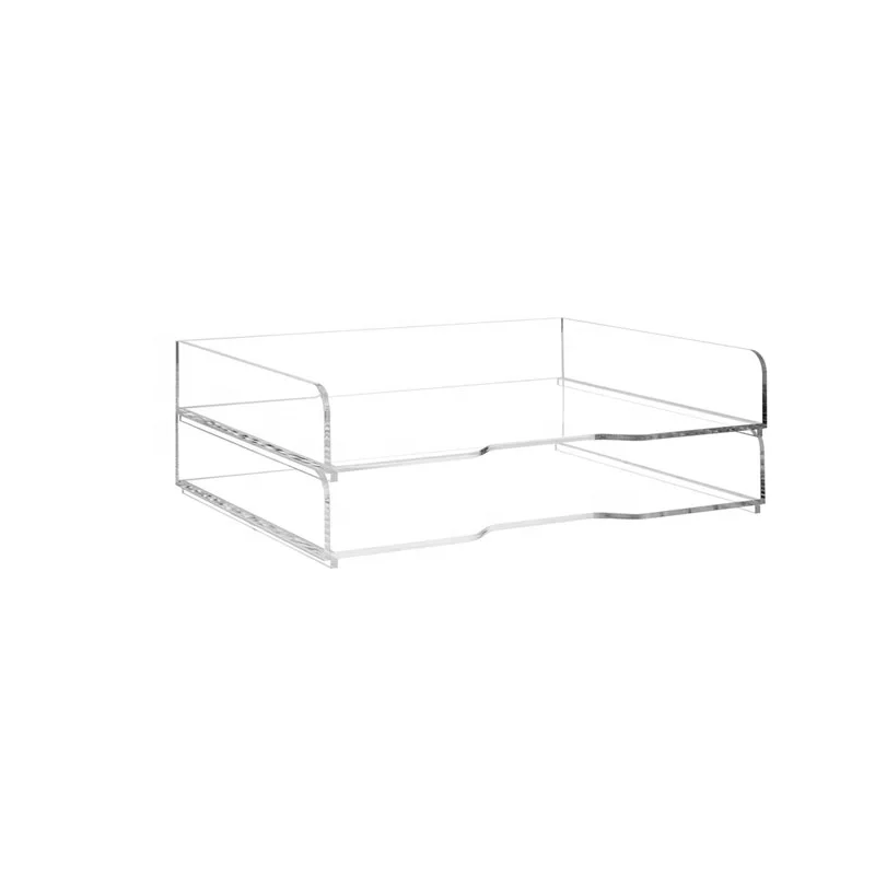 2 Tier Desktop File Document Letter Tray Holder Stackable 2 Tier File Organizer for Paper Document Office
