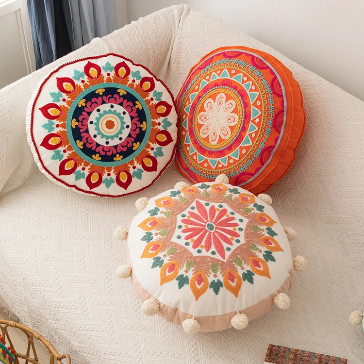 Factory wholesale quality assurance Asian retro cotton padded cushion soft round floor cushion pillow