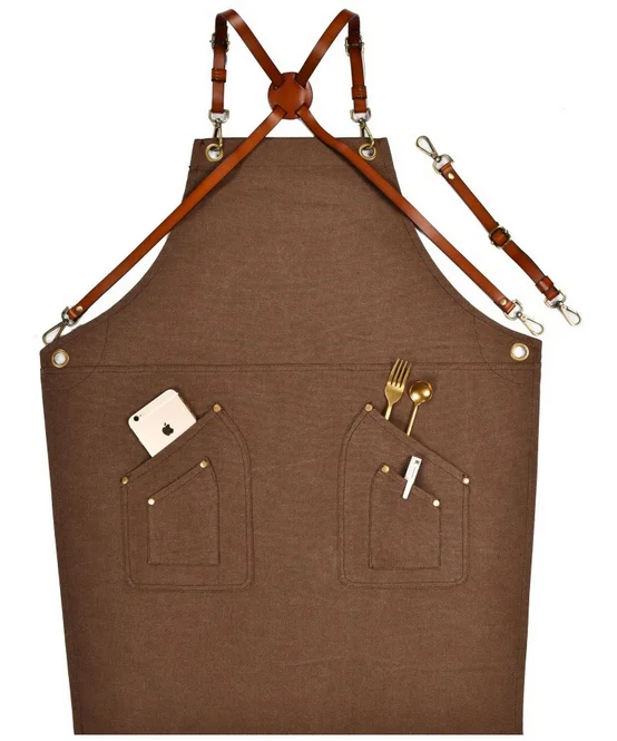 Leather denim canvas work apron custom logo