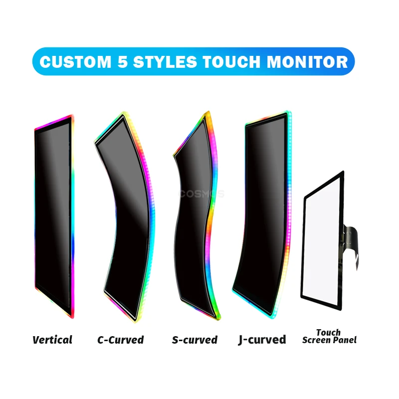 15 43 Inch High Quality Touchscreen J Curved Gaming Screen Monitor With Side LED Bar Touch Display