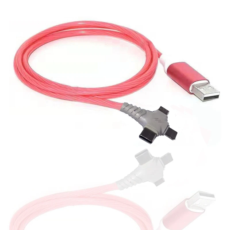 Amazon Top Selling 3 In 1  Tip LED Flowing  Micro Usb C Fast Phone Charger Cable