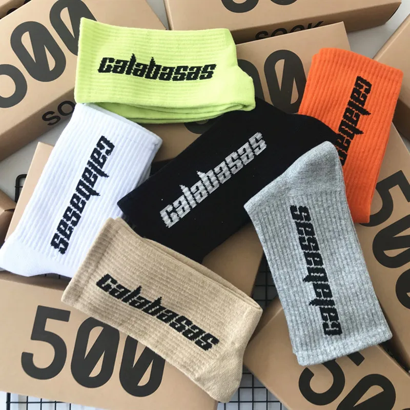 Хлопковые носки Yeezy в подарочной коробке американские популярные спортивные модные унисекс с логотипом для мужчин и