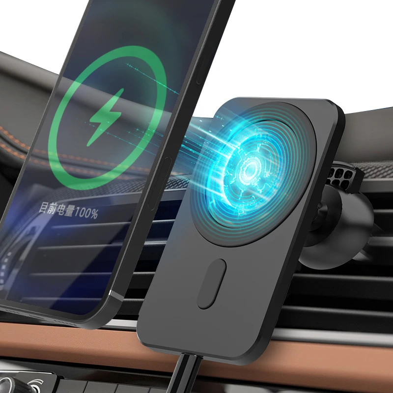 slimoro 2021 new 15w fast charging strong magnetic car mount mag safe car charger for iPhone 12 slim for magsafe car charger