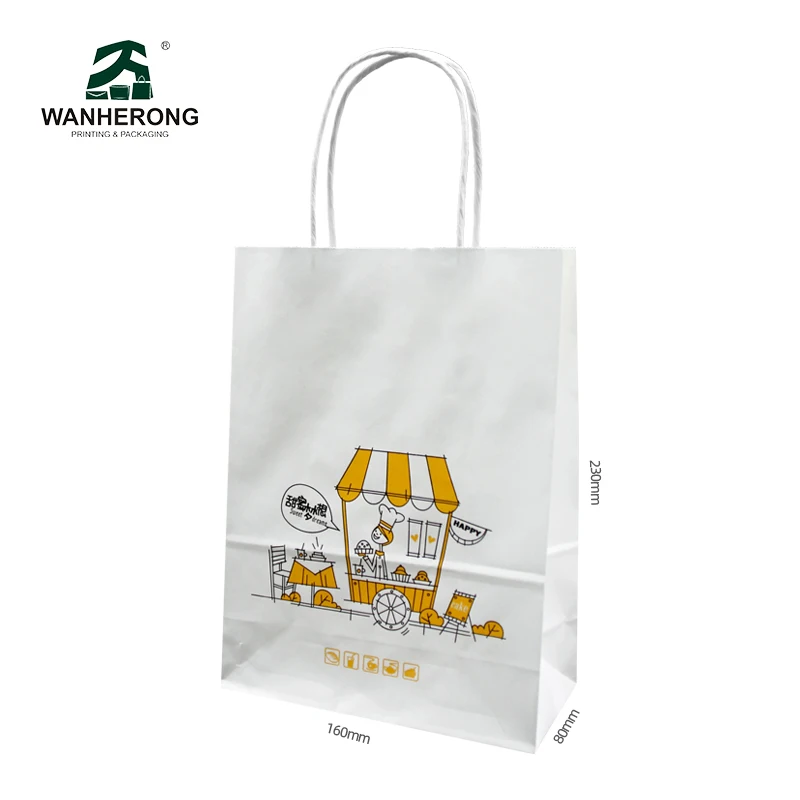 Fried chicken square bottom kfc mcdonalds paper bag custom colored printed