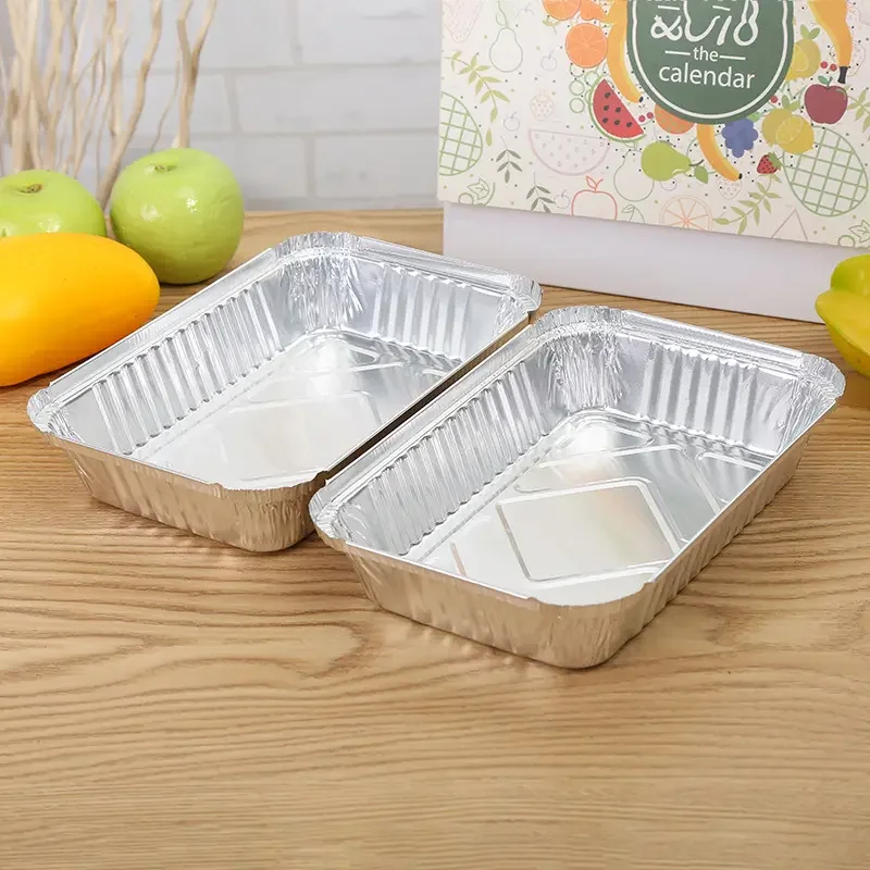 Takeaway Round Aluminum Foil Container Aluminum Foil Container Rectangular Aluminum Foil Food Container  For Food