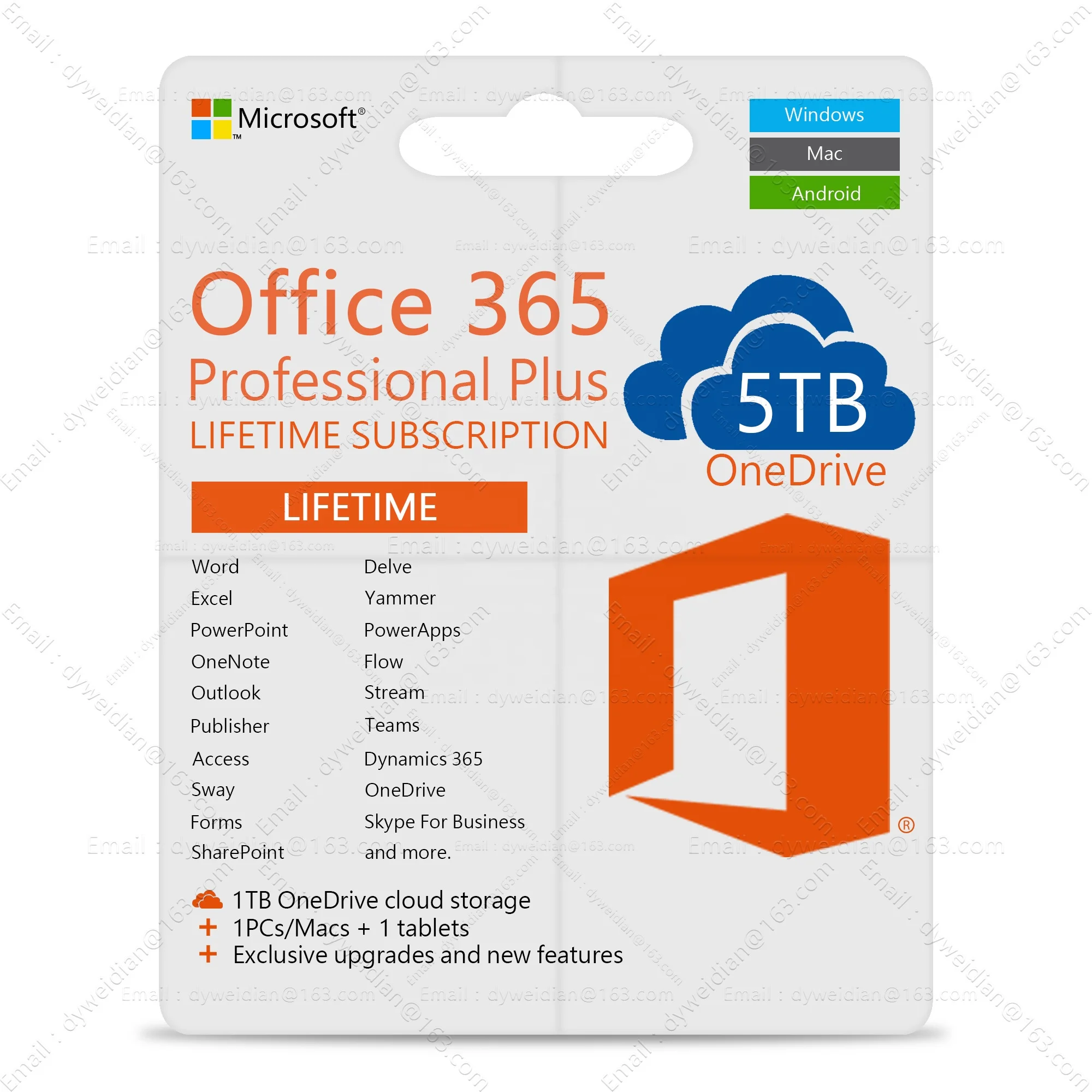 Office 365 Лицензия time Pro Plus Key 5 устройство ТБ ПК и Mac аккаунт пароль глобальная онлайн Активация цифровая электронная почта