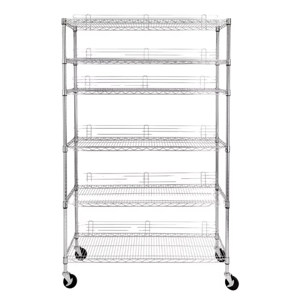 5 Tier Chrome Metal Carbon Steel Shelf Storage Shelves Wire Mesh Shelving Rack for Household Kitchen