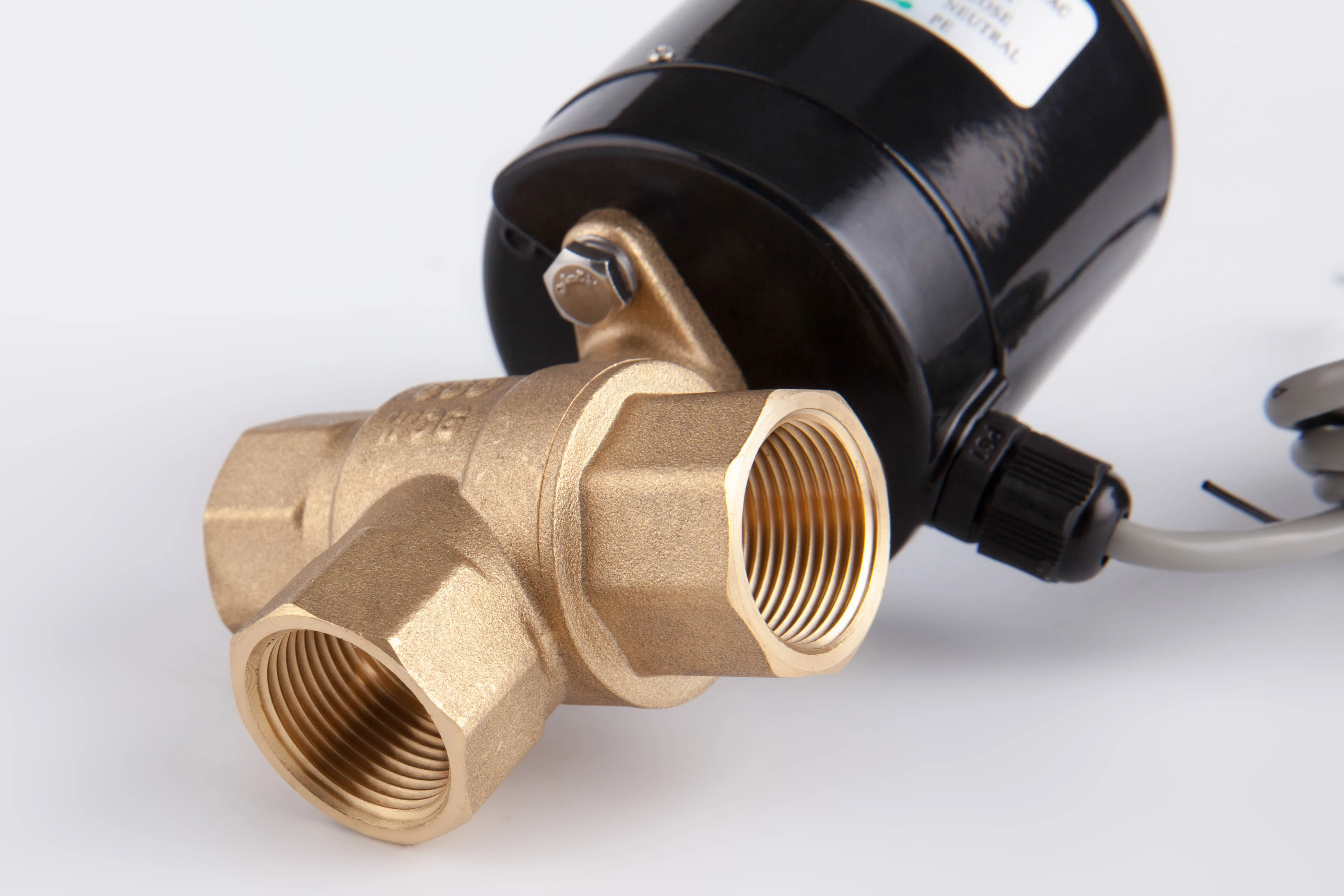 Ac dc service 220v 110v 24v brass water shut-off 3 way electric actuator ball valve