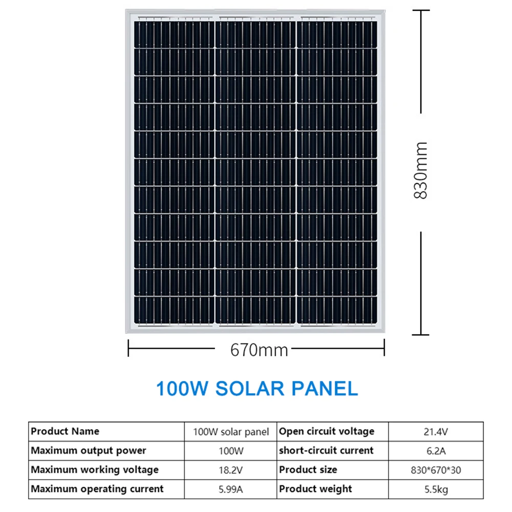 Solar Panels 100W 200W Photovoltaic Panels Factory Directly Sale Polysilicon solar photovoltaic panels