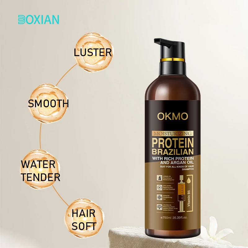 OKMO Best Moisturizing Oil control cleaning hair Smooth hair shampoo soft luster brazilian rich argan oil protein hair shampoo