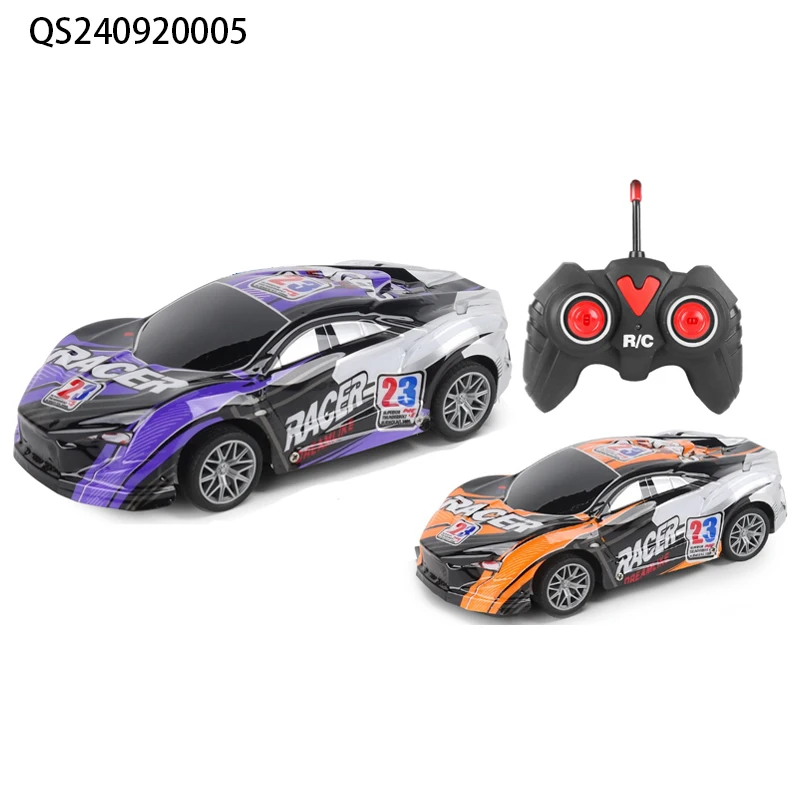 QS Factory Kids Racing Remote Control Model Car Toys Plastic 2 Colors R/C Stunt Simulation Graffiti Vehicle Toys With LED Light
