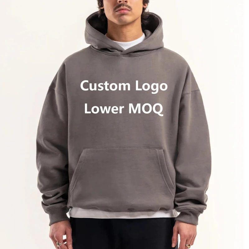 Luxury Cotton Thick Heavy Gsm French Terry Pullover Boxy Hoodie Custom Drop Shoulder Fleece Oversized Hoodies