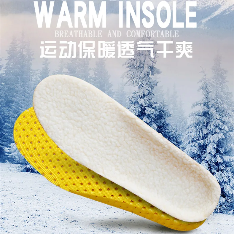 Winter Warm Sports insole men and women fleece-lined shock absorption soft bottom comfortable breathable wool insole