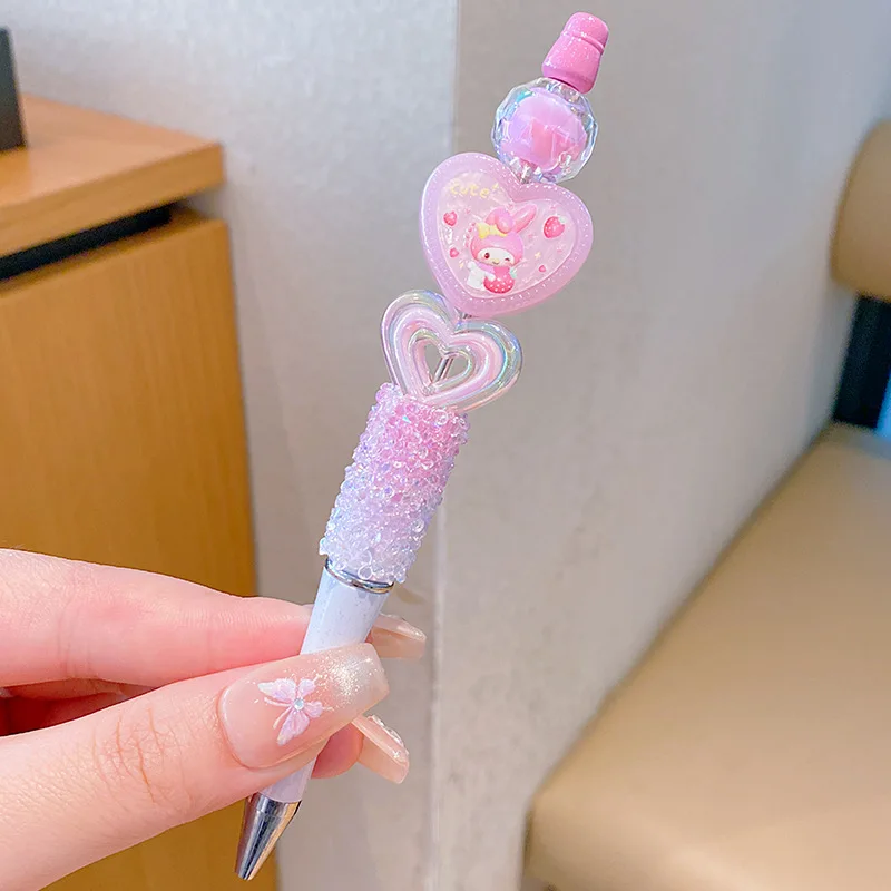 ST012 Creative Crystal Flash neutral pen black cute cartoon Kuromi Melody girl princess style plush gel pen stationery