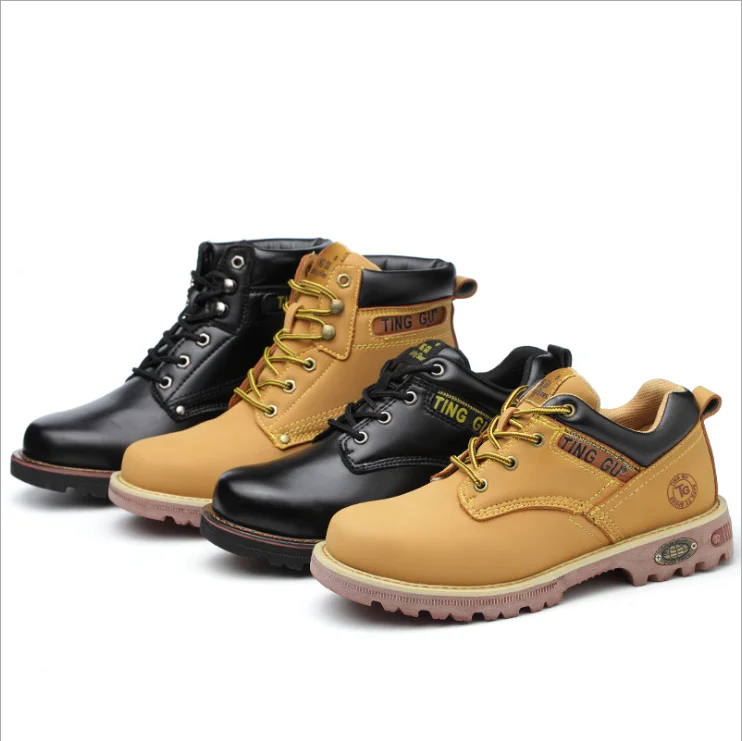 2022 New Arrived Wholesale Cow Leather Upper Works Safety Shoes High Ankle Low cut Steel Toe Construction leather Safety Boots