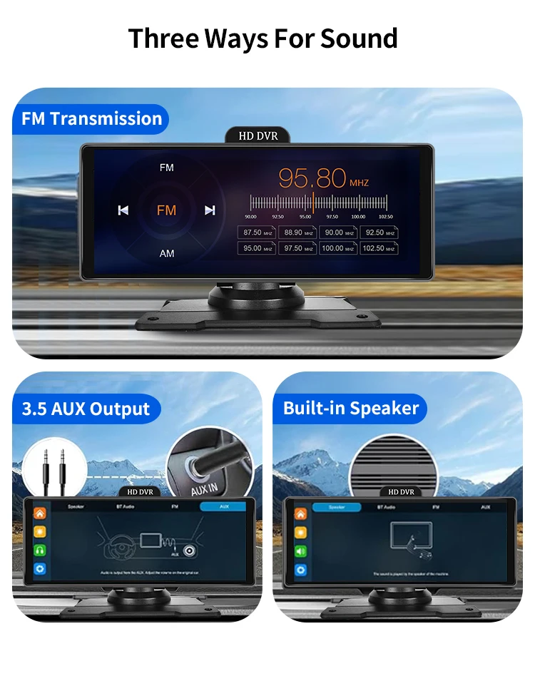 4k сенсорный экран Adinkam передний и задний автомобильный стерео беспроводной Carplay Android Auto Portable 10 26 дюймов Dashcam